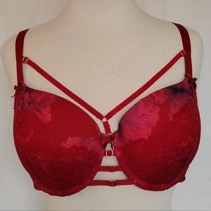 Cacique Boost Balconette Purple Red Lacey Sexy Bra 44B